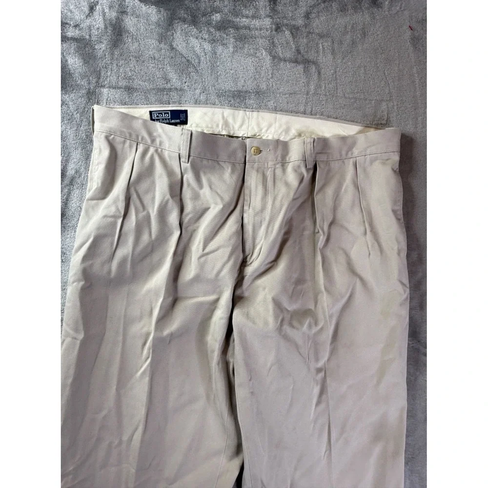 Polo By Ralph Lauren Ethan Pant Chino Trousers Mens 42x26 Beige Pleated